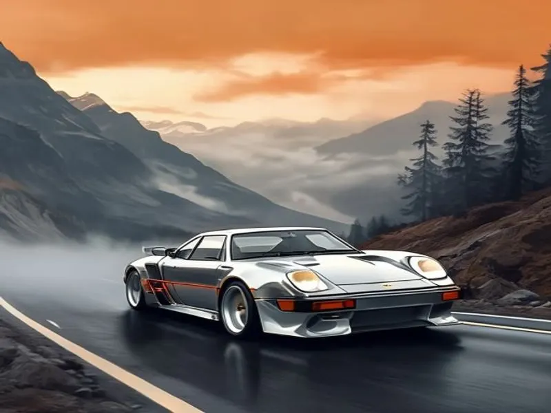 Porsche 959 op een bergweg