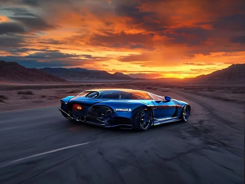 Bugatti Veyron op een rechte weg