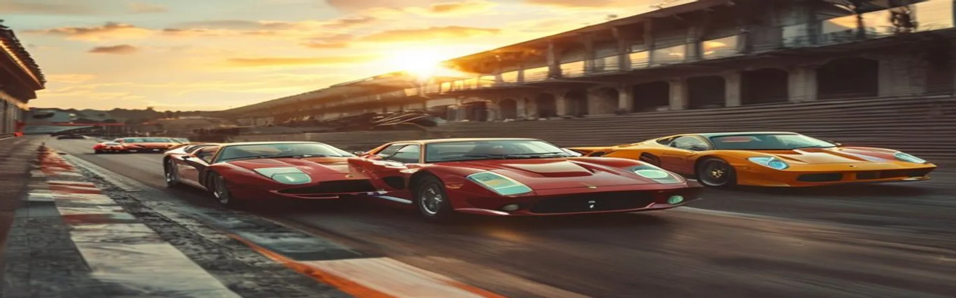 Historische supercars op een racecircuit